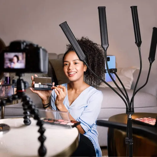 Miniatura 6 de Kit de luz LED de cuatro brazos, 2800k-6500k 30W, iluminación continua para transmisión en vivo, tatuaje de cejas, maquillaje, belleza de uñas