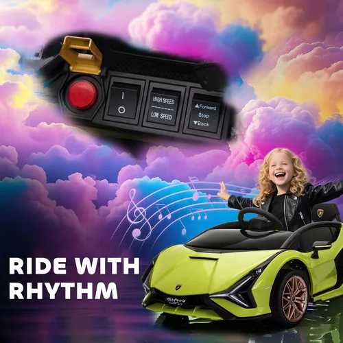Miniatura 6 de Aosom 12 V Auto de paseo Lamborghini SIAN con licencia, automóvil eléctrico con batería para niños con control remoto, bocina, música y faros