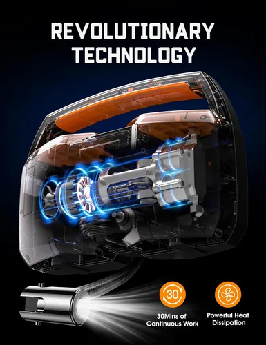 Miniatura 3 de Inflador de neumáticos, compresor de aire portátil, bomba de aire de alta resistencia de 12 V CC para neumáticos de automóvil con indicador digital