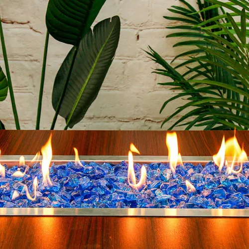 Miniatura 5 de Hisencn 1/2 pulgada 10-libras mezclado hoguera de vidrio para interior y exterior chimeneas de gas de vidrio de fuego, cuencos de fuego, jardín Azul