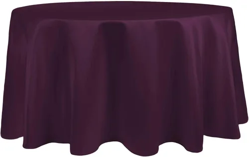 Ultimate Textile Mantel redondo de satén nupcial de 60 pulgadas, se adapta a mesas de menos de 60 pulgadas de diámetro, berenjena morado berenjena