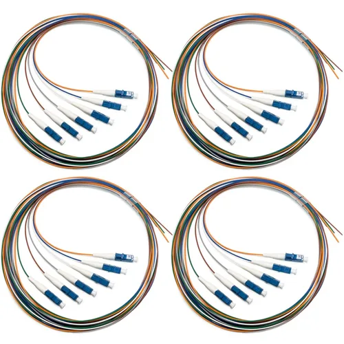 Miniatura 20 de 6 hilos multimodo OM1 62.5/125 ST-UPC fibra coleta, ST OM1 fibra óptica coleta, incluye 6 mangas de protección de fibra óptica de empalme de fusión