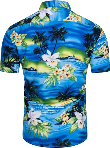 Miniatura 3 de TUNEVUSE Camisa hawaiana de manga corta para hombre, trajes con estampado de flores, conjuntos tropicales de 2 piezas, camisas y pantalones cortos