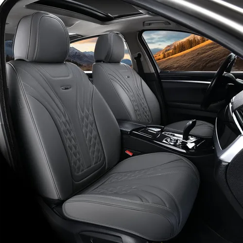 Miniatura 62 de Coverado Juego completo de fundas de asiento de automóvil, fundas de asiento negras para asientos delanteros y traseros de automóvil, protector