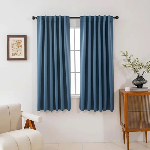 Miniatura 25 de Pickluc Cortinas opacas de 63 pulgadas de largo, 2 paneles de cortinas opacas para dormitorio o sala de estar, pestaña trasera y bolsillo para Negro