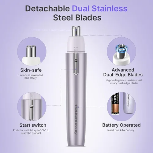 Miniatura 2 de TOUCHBeauty Recortadora eléctrica de pelo de nariz – Recortadora de pelo de nariz con punta redonda, sin dolor, sin tirones, con cuchillas