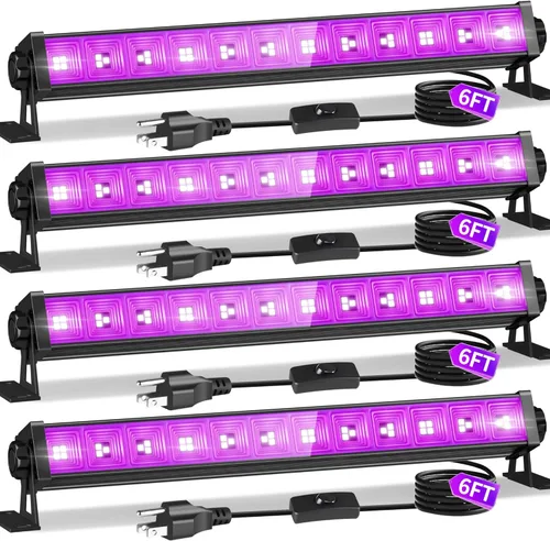 Miniatura 10 de Barra de luz negra de 100 W IP66 impermeable, luz negra LED con enchufe+interruptor+cable de 6 pies, luces negras para interiores y exteriores, luz