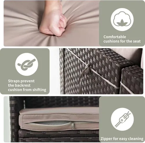 Miniatura 6 de Gotland Juego de muebles de patio de 8 piezas con mesa con fogón, muebles de ratán para exteriores para todo tipo de clima con respaldo alto de 2