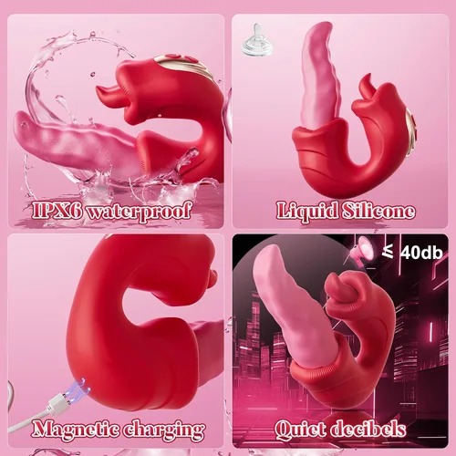 Miniatura 5 de Vibrador para Adultos, Juguetes Sexuales para Mujeres, Potente Vibrador de Lengua con Péndulo y Dildo de Empuje Controlado por APP con 10 Modos