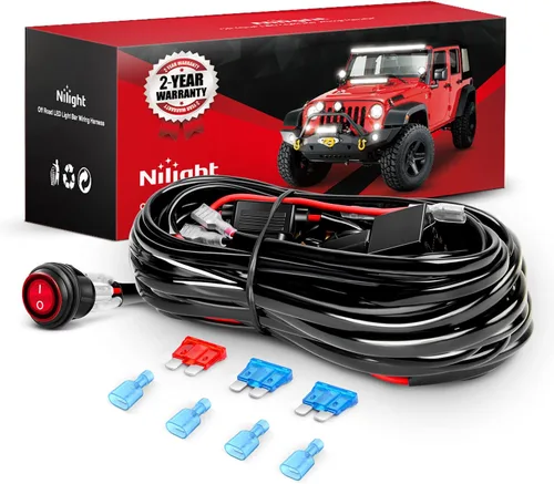 Miniatura 16 de Nilight Kit de arnés de cableado de barra de luz LED de 16 AWG de 12 V de encendido/apagado, interruptor basculante de 2 cuadras, panel de relé