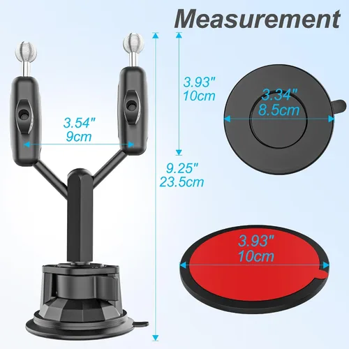 Miniatura 3 de Soporte para tableta de parabrisas de camión de doble cabezal, cabezal de bola de metal ajustable de rotación de 360°, funda de grosor de ajuste