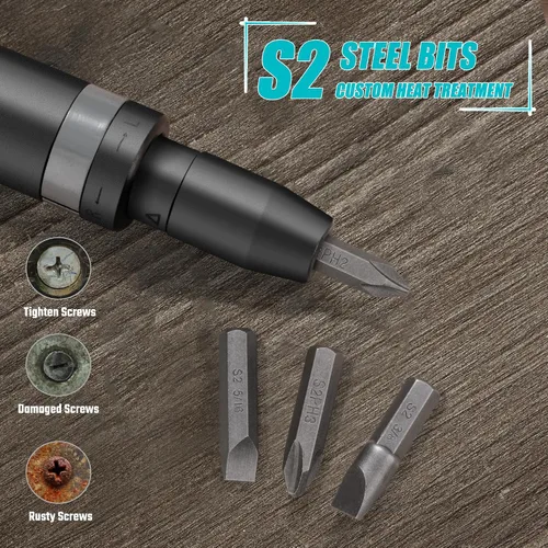 Miniatura 6 de DURATECH Destornillador de impacto manual de 3/8 pulgadas, juego de destornilladores de mano reversibles, con puntas de acero S2, 5 piezas