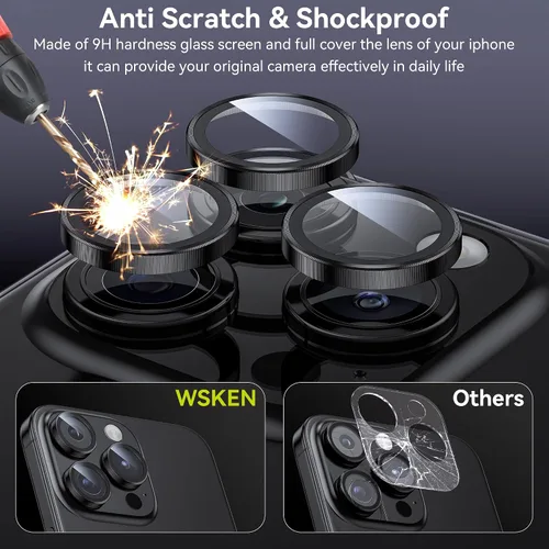 Miniatura 3 de WSKEN Protector de lente de cámara para iPhone 15 Pro/iPhone 15 Pro Max, [Mantén el disparo original] Protector de pantalla de cámara de vidrio