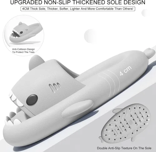 Miniatura 3 de MUMIK Sandalias de tiburón para niños, pantuflas de tiburón mejoradas, sandalias de tiburón en la nube, antideslizantes, suela gruesa, cómodas