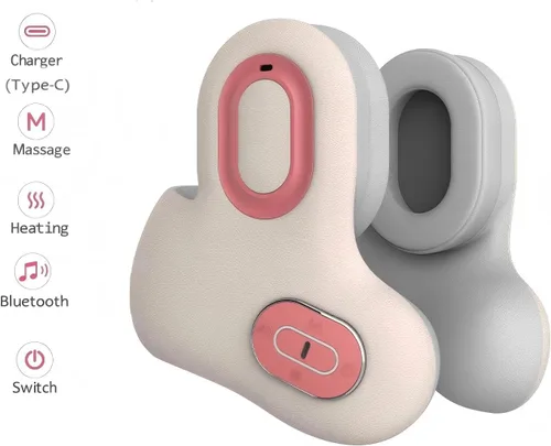 Miniatura 6 de Almohada de cuello de viaje 3 en 1 de espuma viscoelástica Vibración calentada Masaje Bluetooth Cancelación de ruido Soporte de cuello con altavoz