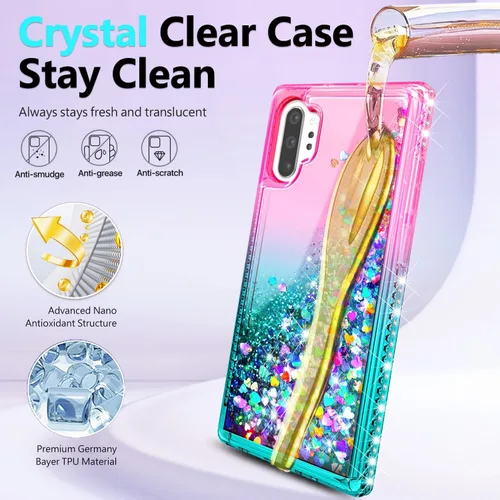 Miniatura 4 de NGB Diseñada para funda Samsung Galaxy Note 10+ (Plus), Rosa/Aguamarina Funda con Purpurina Líquida Brillante Linda para Mujeres Niñas Niños