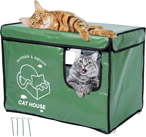 Miniatura 7 de Casa indestructible para gatos al aire libre con puerta de escape de dos caras, aislada y 100% impermeable, exterior resistente a la intemperie