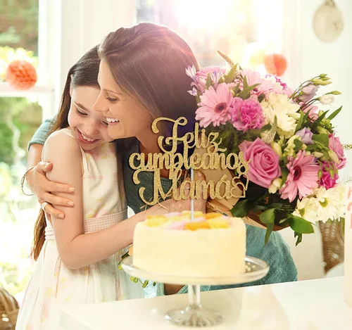 Miniatura 2 de Feliz Cumpleaños Mama Cake Topper, Best Mom Ever, Feliz Día de la Madre, Feliz Cumpleaños, Decoración de Fiesta de Mamá, Purpurina Dorada
