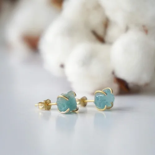 Miniatura 7 de Aretes de tuerca de cristal con piedra natal para mujer