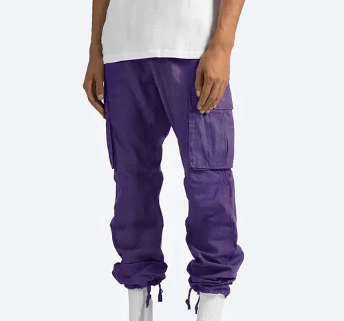 Miniatura 4 de Pantalones cargo para hombre 2024, ajuste relajado, ropa casual de trabajo, urbano, color caqui, pantalones deportivos holgados con bolsillos