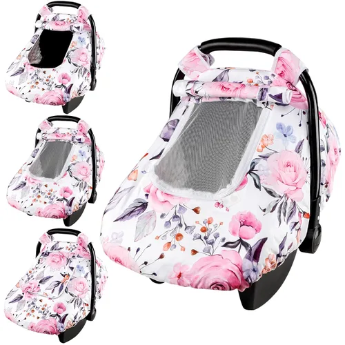 Miniatura 19 de Pea Pod Funda de Asiento de Automóvil para Bebé Niñas, Fundas de Asiento de Automóvil Infantil Arcoíris con Capota para Recién Nacidos, 2 Capas