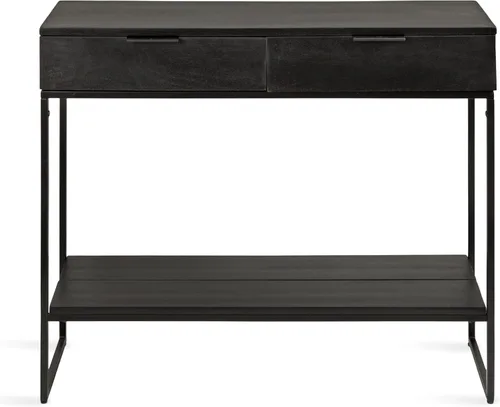 Miniatura 8 de Kate and Laurel Malone - Mesa consola moderna de madera con estante de madera; 36 x 13 x 31; negro; mesa de entrada de madera de transición