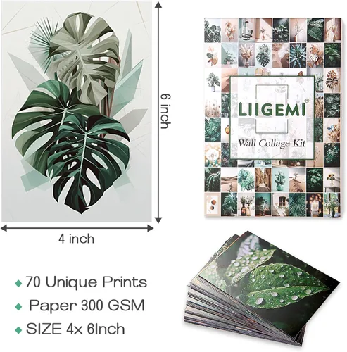 Miniatura 7 de LIIGEMI Kit de collage botánico de pared de 70 piezas, imágenes estéticas, kit de collage de fotos, decoración de dormitorio para niñas
