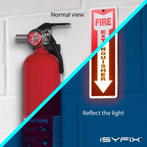 Miniatura 5 de iSYFIX Letrero para extintor de incendios – Paquete de 2 carteles reflectantes de aluminio 040 100% libre de óxido, laminado para máxima resistencia
