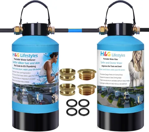 H&G Lifestyles Sistema de filtración de agua para toda la casa Suavizador de agua portátil y paquetes de filtro de agua