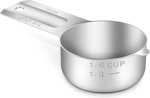 Miniatura 8 de 1 pieza taza medidora individual de 2/3 tazas (160ml, 5.3oz), cuchara medidora de acero inoxidable, medida métrica y estadounidense, apta