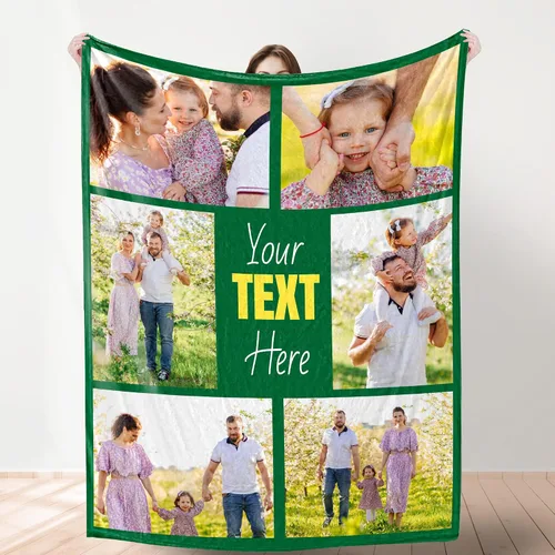 Miniatura 3 de YESCUSTOM Manta de fotos personalizada con 10 textos de fotos, fabricada en Estados Unidos, regalo para familiares, amigos, amantes para cumpleaños