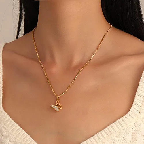 Miniatura 2 de IPMIDZHI Collares de mariposa chapados en forma de gargantilla con dije de diamante, regalo para el día de San Valentín, mujeres, adolescentes