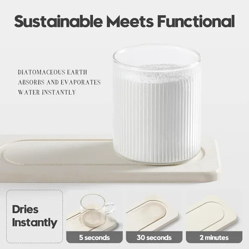Miniatura 5 de Paquete de 2 bandejas de fregadero de piedra de diatomita, tapete de grifo absorbente de agua para encimera de cocina y baño, jabonera decorativa