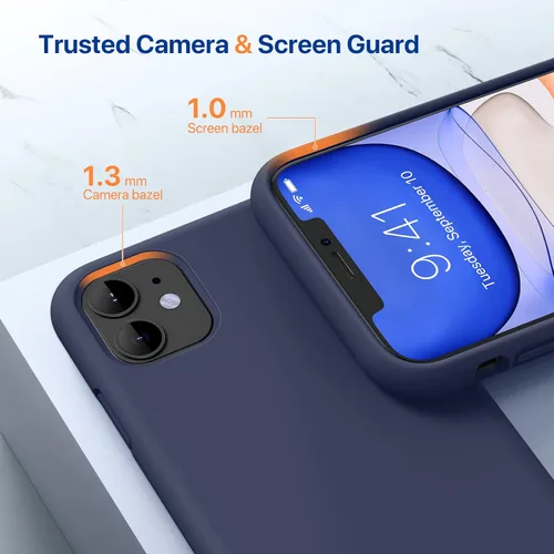 Miniatura 3 de Miracase Funda diseñada para iPhone 11, con protector de pantalla, goma de gel de silicona líquida, protección completa contra caídas, a prueba