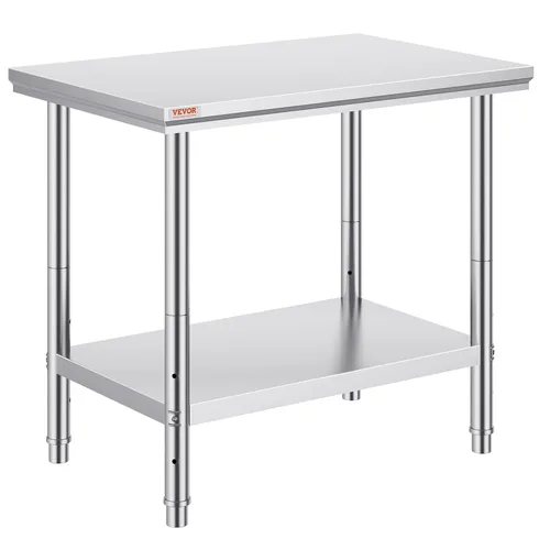 Miniatura 16 de Vevor Mesa de trabajo de acero inoxidable con ruedas de 24 x 12 x 32 pulgadas, mesa de preparación con 4 ruedas, mesa de trabajo resistente