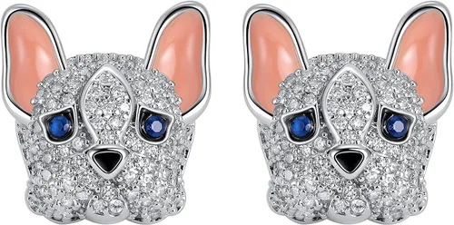 Frenchie Dog Earrings for Women by Ginger Lyne Cubic Zirconia French Bulldog or Boston Terrier Stud Earrings for Her Fashion Jewelry Gifts for Dog