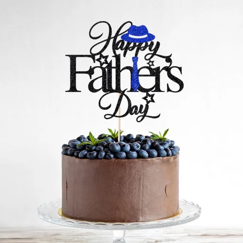Miniatura 6 de Decoración para tartas con purpurina negra para el día del padre, feliz cumpleaños papá, te amamos papá, decoraciones de fiesta del día del padre