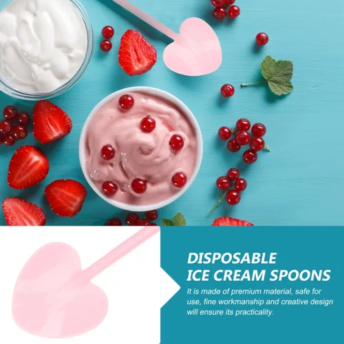Miniatura 5 de NUOBESTY 100 cucharas de plástico desechables en forma de corazón, cucharas de postre de 4.1 pulgadas para pasteles, mousse, suministros de fiesta