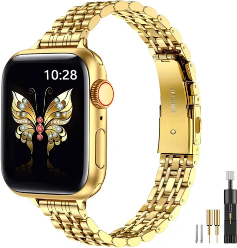 Miniatura 10 de MioHHR Correa delgada de metal compatible con Apple Watch de 42 mm (Series 11 10) 41 mm (Series 9 8 7) 40 mm (Series 6 5 4 SE3/2/1) 38 mm