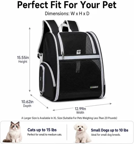 Miniatura 5 de Mochila transportadora para gatos para perros pequeños y gatos medianos, cachorro, gatito, conejo, mochila plegable con malla totalmente ventilada