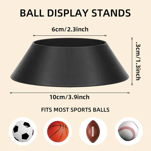 Miniatura 2 de Soporte de exhibición de bolas de 6 piezas – Soporte duradero para pelotas deportivas para baloncesto, pedestal, fútbol, fútbol, voleibol