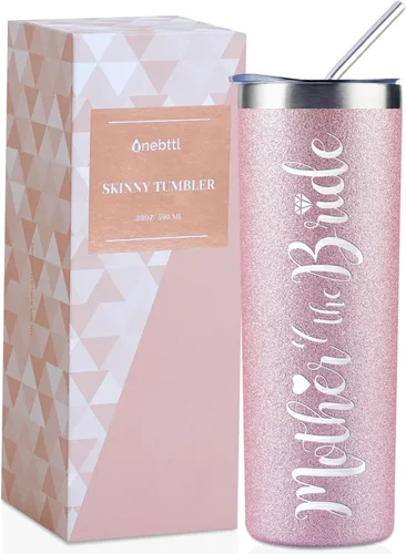 Miniatura 9 de Onebttl Regalos para madre de la novia, vaso delgado de acero inoxidable de 20 onzas con tapa y popote en fiesta de boda para novias, madres