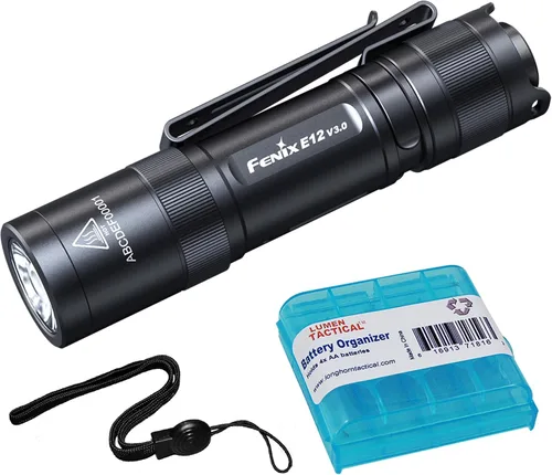 Fenix E12 V3.0 Linterna EDC de Bolsillo, 200 Lúmenes 1xAA Batería Diseñada para Transporte Diario con Organizador de Batería Lumentac