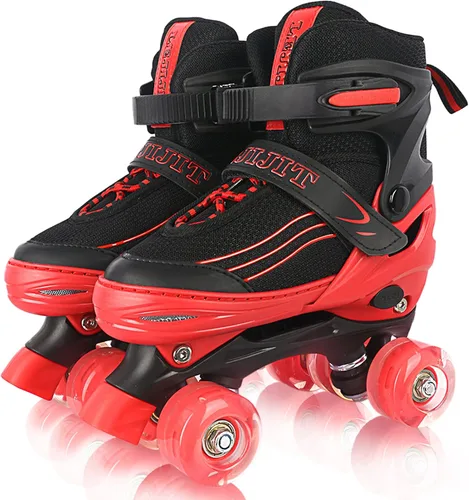 Patines de Ruedas para Niños, Niñas y Pequeños de 3 a 12 años, Ajustables en 4 Tallas para Niños y Adolescentes con Ruedas Iluminadas, Patines de