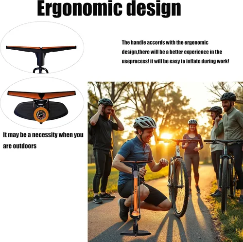 Miniatura 4 de GOBKO Bomba de bicicleta con manómetro, bomba de piso de bicicleta para válvulas Presta y Schrader, inflador de neumáticos de bicicleta, inflador