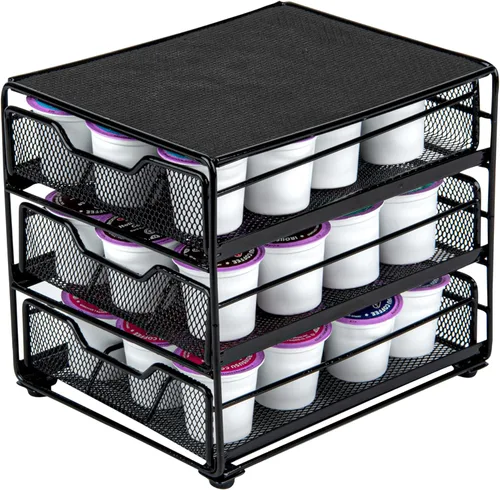 Miniatura 12 de Restaurantware Soporte para cápsulas de café de 15.16 x 13.58 x 3.35 pulgadas, organizador de cápsulas de café de hierro para 36 K-Cup, cajón
