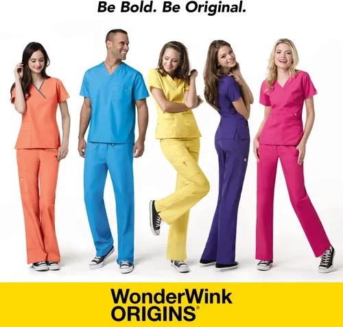 Miniatura 5 de Bata quirúrgica para mujer Wonderwink con 5 bolsillos y cuello en V