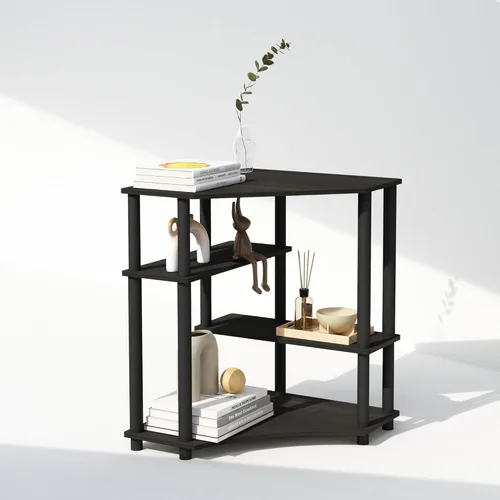 Miniatura 5 de Furinno Turn-N-Tube Estantes de almacenamiento, estante esquinero de 4 niveles, estante de exhibición de montaje sin herramientas, estantería