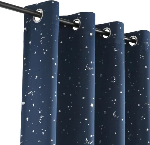Miniatura 20 de MANGATA CASA - Cortinas opacas con estrellas para dormitorio - Juego de 2 cortinas de ventana para guardería con ojales – Cortinas opacas