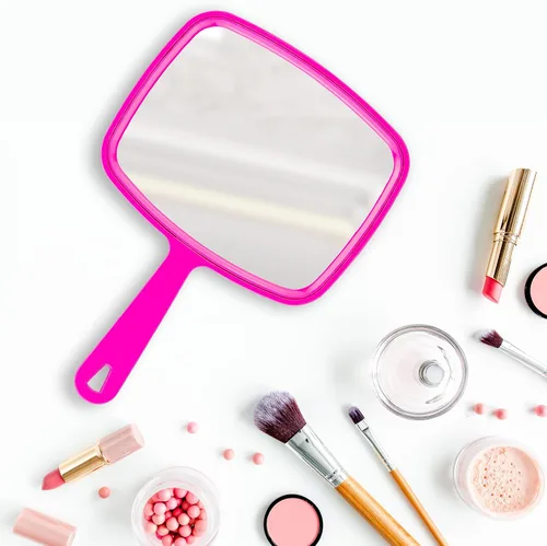Miniatura 9 de DecorRack 3 espejos de mano grandes, espejo multiusos con agujero para colgar en el mango, ideal para viajes, maquillaje, escritorio, aseo y Paquete